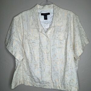 Ashley Stewart Gold and White Crop Jacket